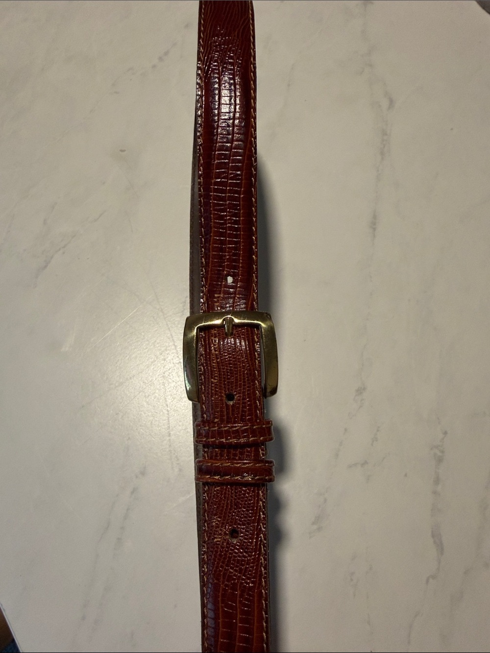 Christian Dior Vintage Brown Leather Belt with Brass Buckle
